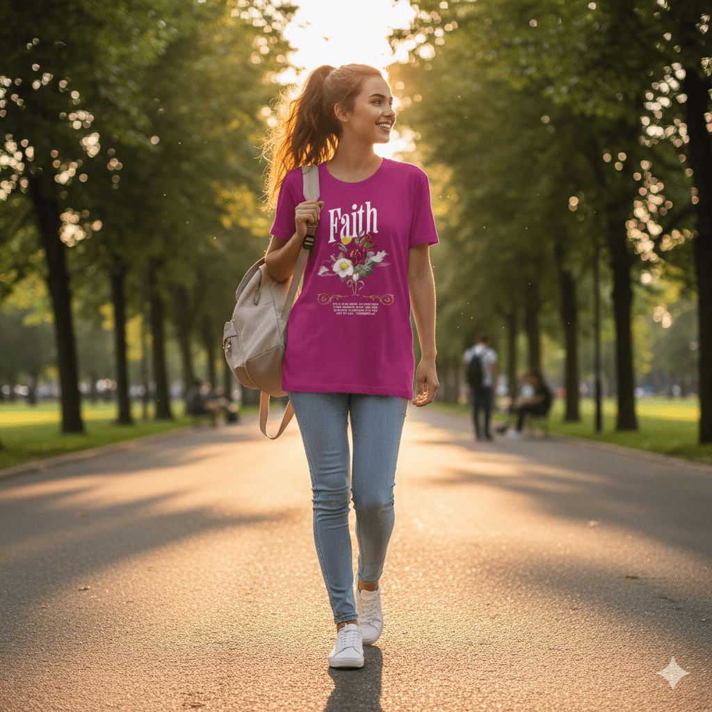 Ephesians 2:8 Bible Quote Floral Design T-Shirt - ChristVisions