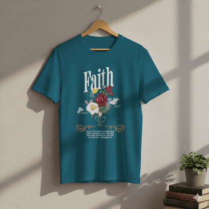 Ephesians 2:8 Bible Quote Floral Design T-Shirt - ChristVisions