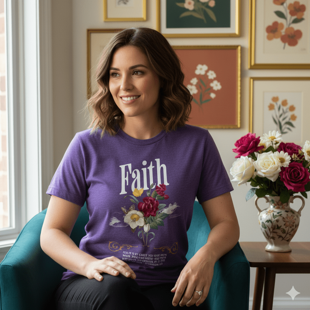 Ephesians 2:8 Bible Quote Floral Design T-Shirt - ChristVisions