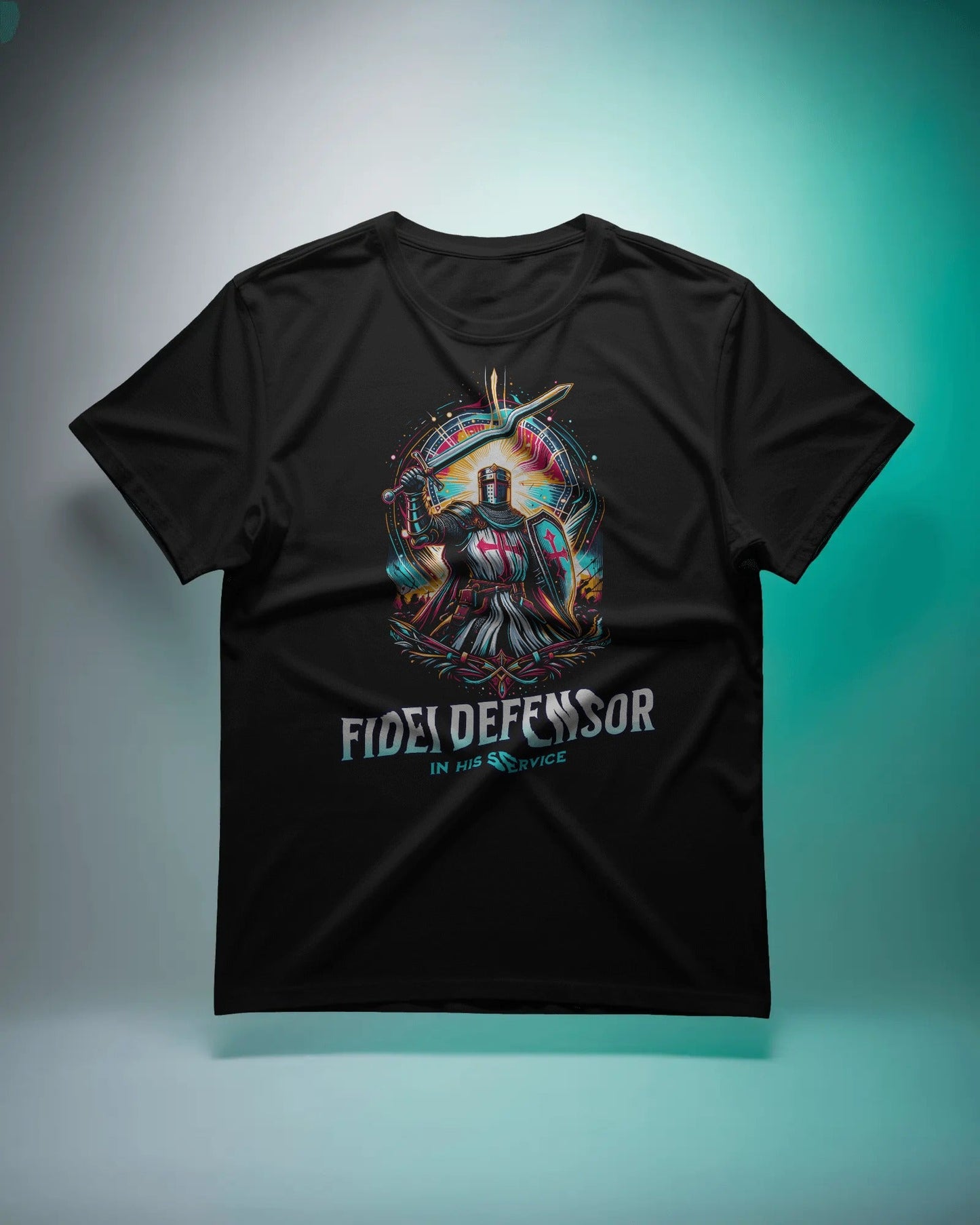 Fidei Defensor - In His Service Christian Knight T-Shirt - ChristVisions