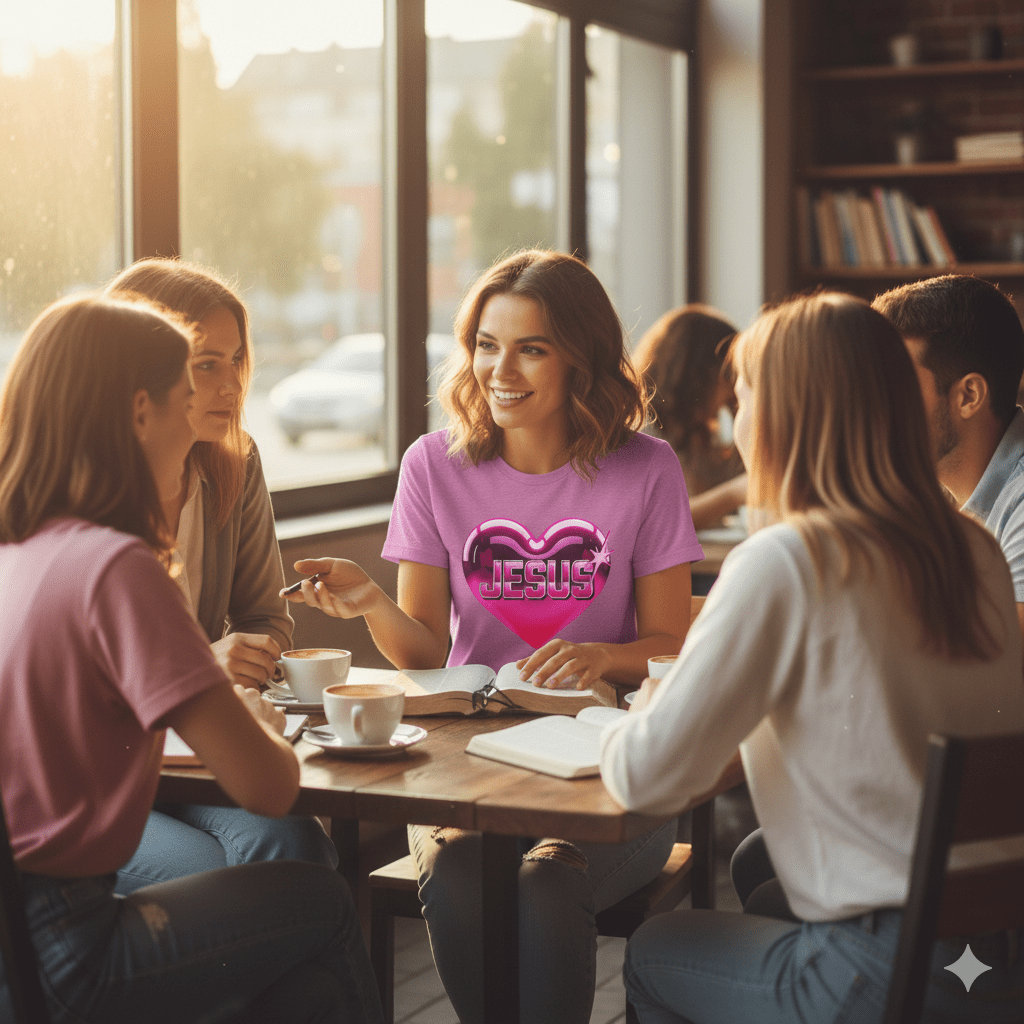 I Love Jesus Shiny Pink Heart T-Shirt - ChristVisions