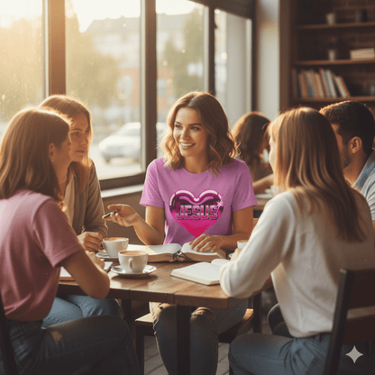 I Love Jesus Shiny Pink Heart T-Shirt - ChristVisions
