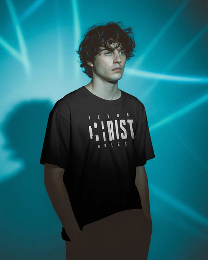 Jesus Christ Rules Minimalist Black T-Shirt - ChristVisions