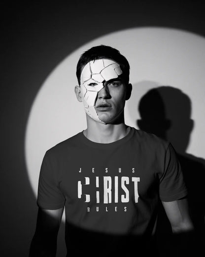 Jesus Christ Rules Minimalist Black T-Shirt - ChristVisions