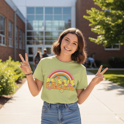 Jesus Freak 70s Retro Rainbow Christian T-Shirt - ChristVisions