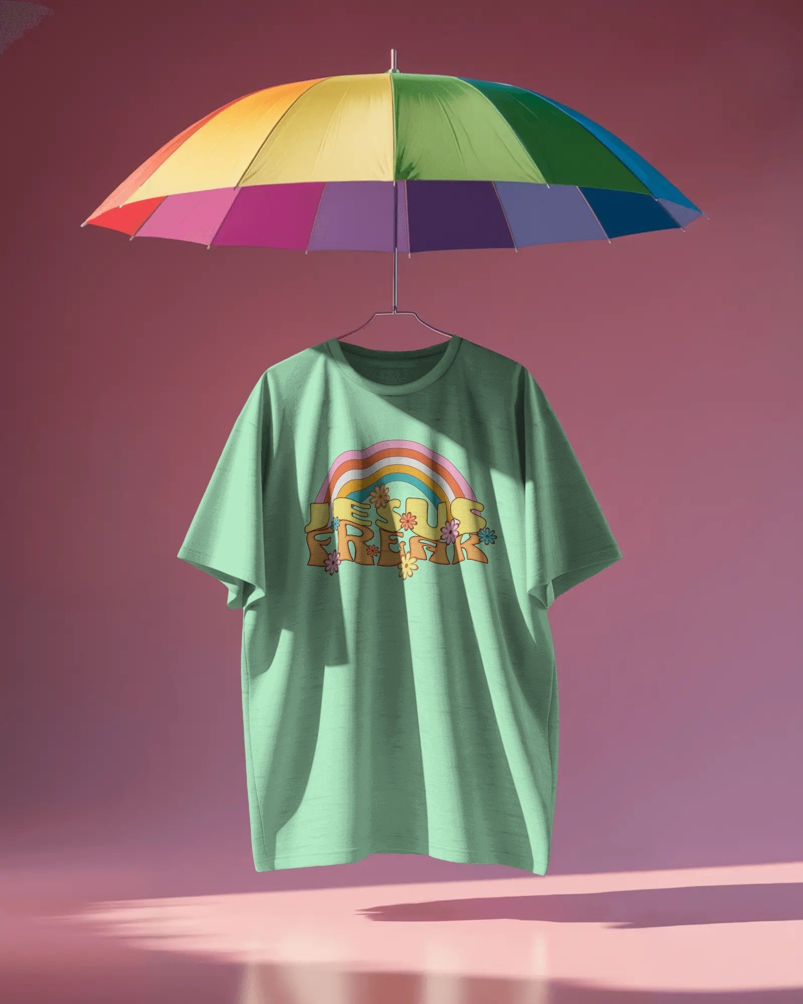 Jesus Freak 70s Retro Rainbow Christian T-Shirt - ChristVisions