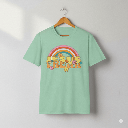 Jesus Freak 70s Retro Rainbow Christian T-Shirt - ChristVisions