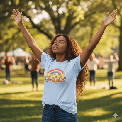 Jesus Freak 70s Retro Rainbow Christian T-Shirt - ChristVisions