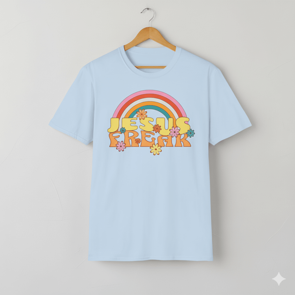 Jesus Freak 70s Retro Rainbow Christian T-Shirt - ChristVisions