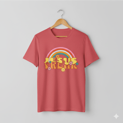 Jesus Freak 70s Retro Rainbow Christian T-Shirt - ChristVisions