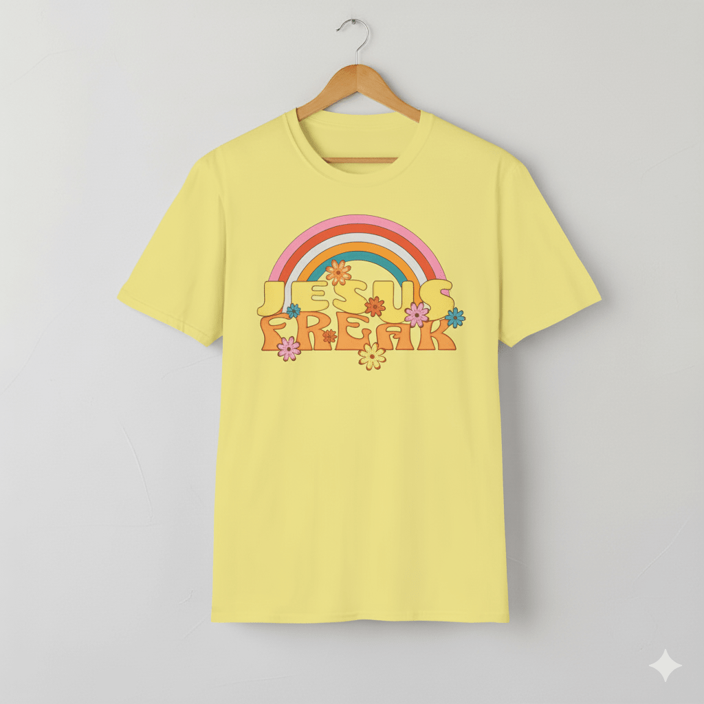 Jesus Freak 70s Retro Rainbow Christian T-Shirt - ChristVisions