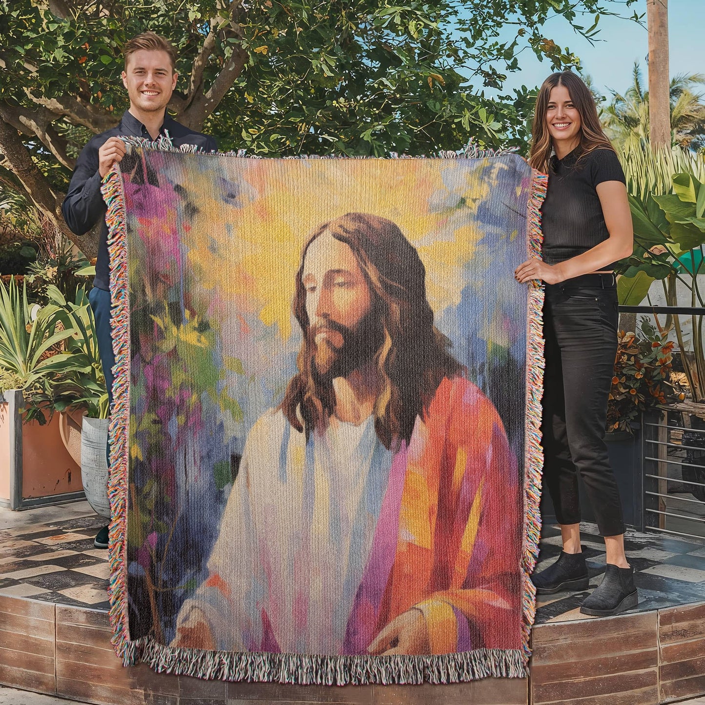 Jesus In Paradise | Christian Woven Throw Blanket - ChristVisions