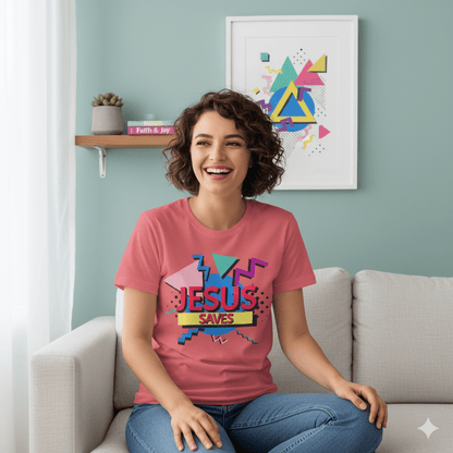 Jesus Saves - 90s Style Christian T-Shirt - ChristVisions
