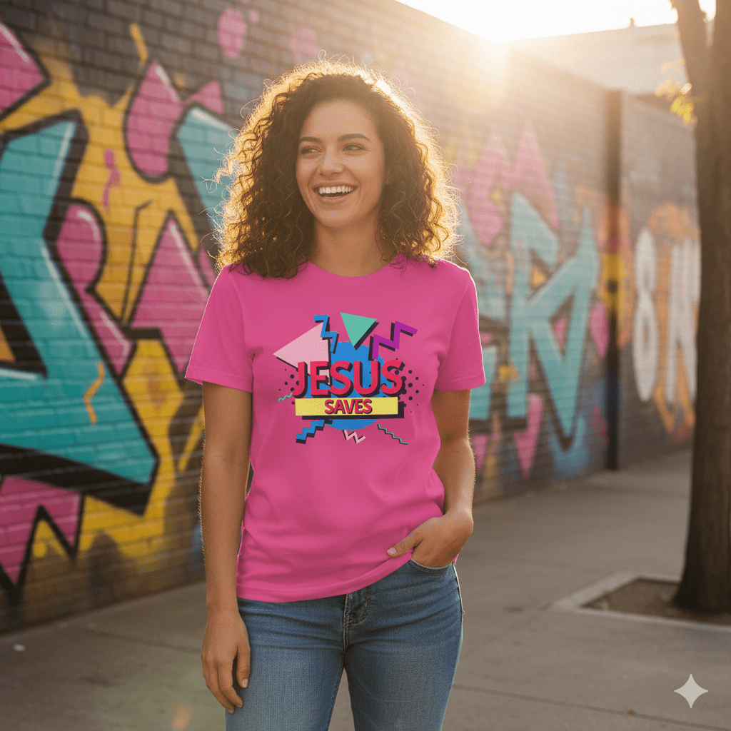 Jesus Saves - 90s Style Christian T-Shirt - ChristVisions