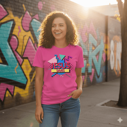 Jesus Saves - 90s Style Christian T-Shirt - ChristVisions