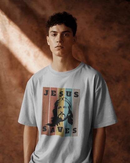 Jesus Saves 90s Style Christian T-Shirt - ChristVisions
