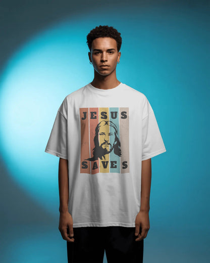 Jesus Saves 90s Style Christian T-Shirt - ChristVisions