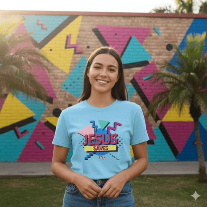 Jesus Saves - 90s Style Christian T-Shirt - ChristVisions