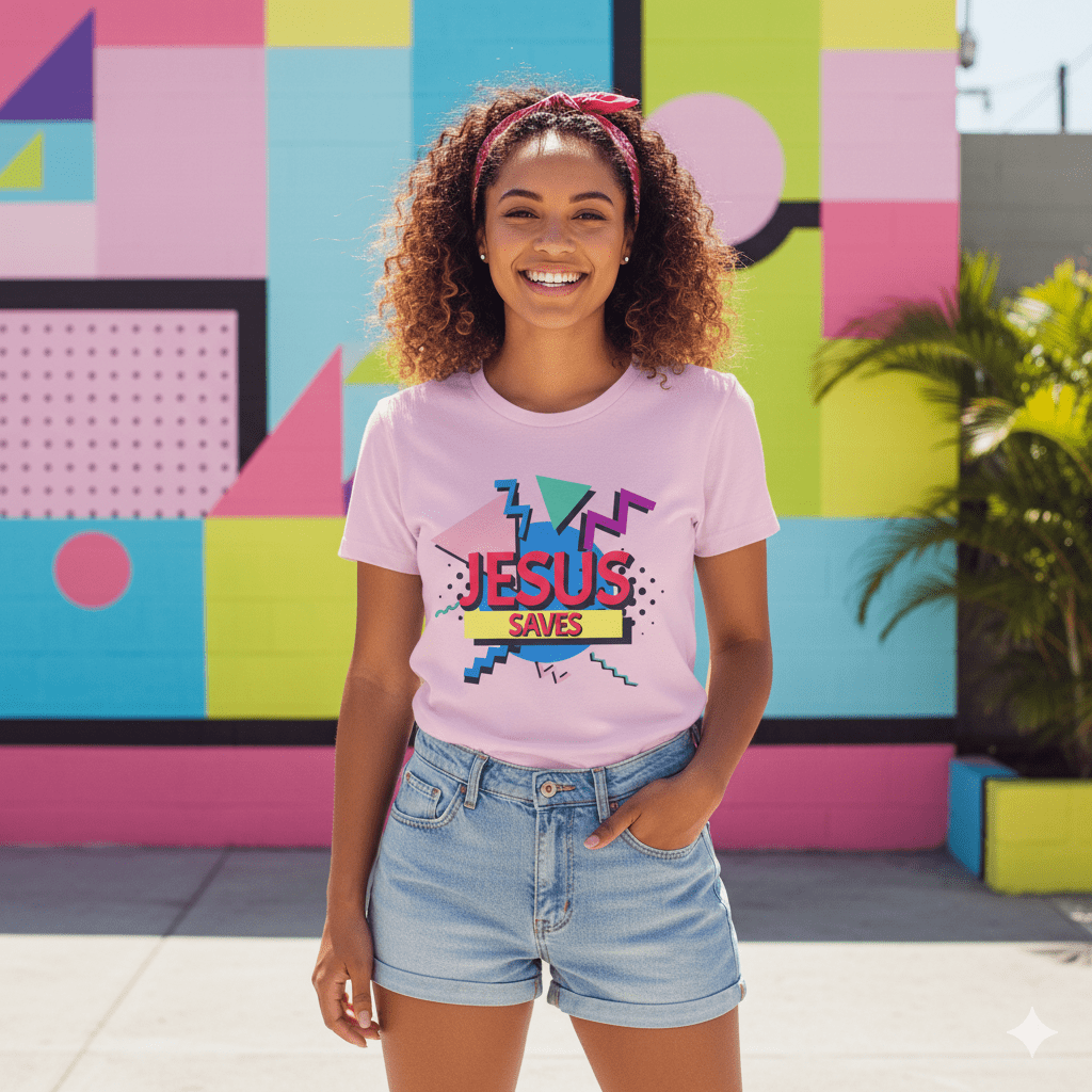 Jesus Saves - 90s Style Christian T-Shirt - ChristVisions