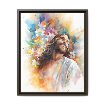 Laughing Jesus With Flowers | Canvas Print