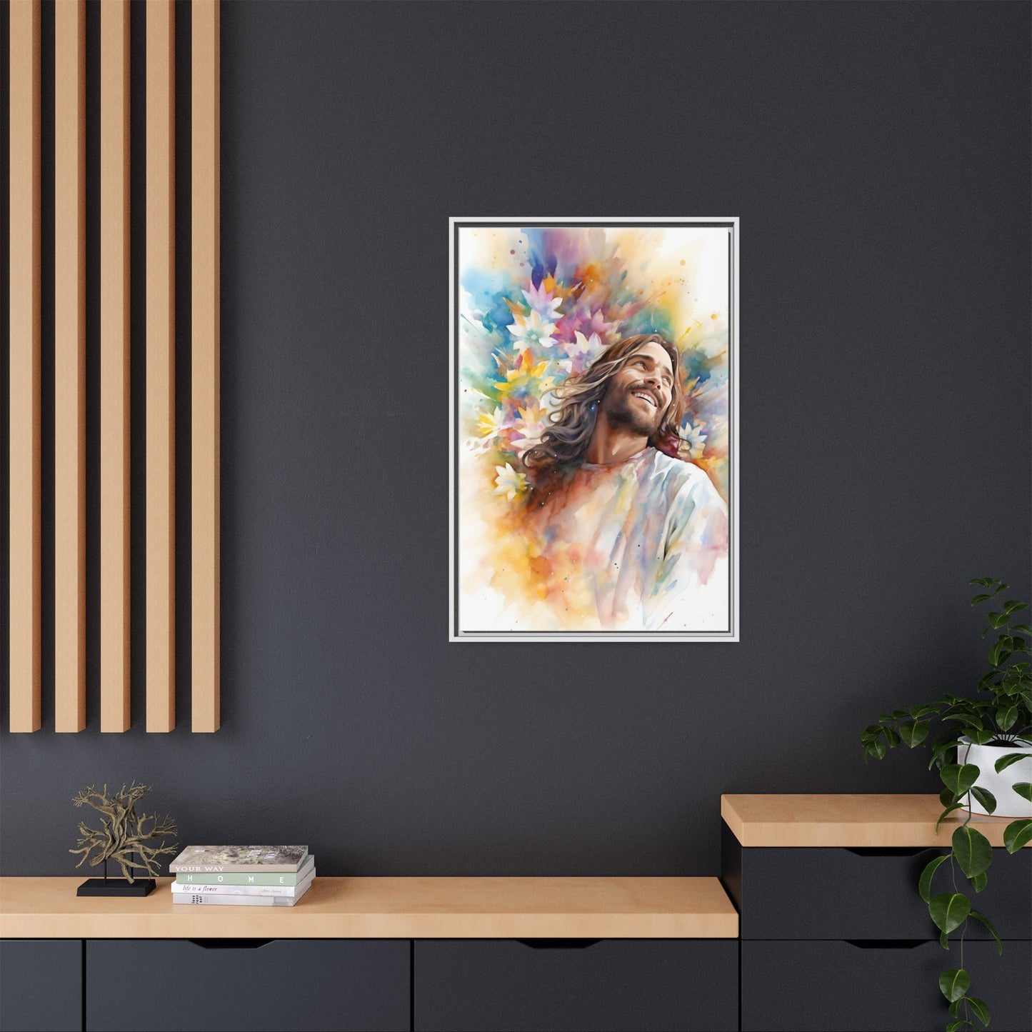 Laughing Jesus With Flowers | Canvas Print