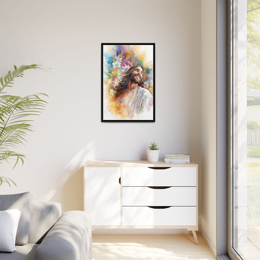 Laughing Jesus With Flowers | Canvas Print