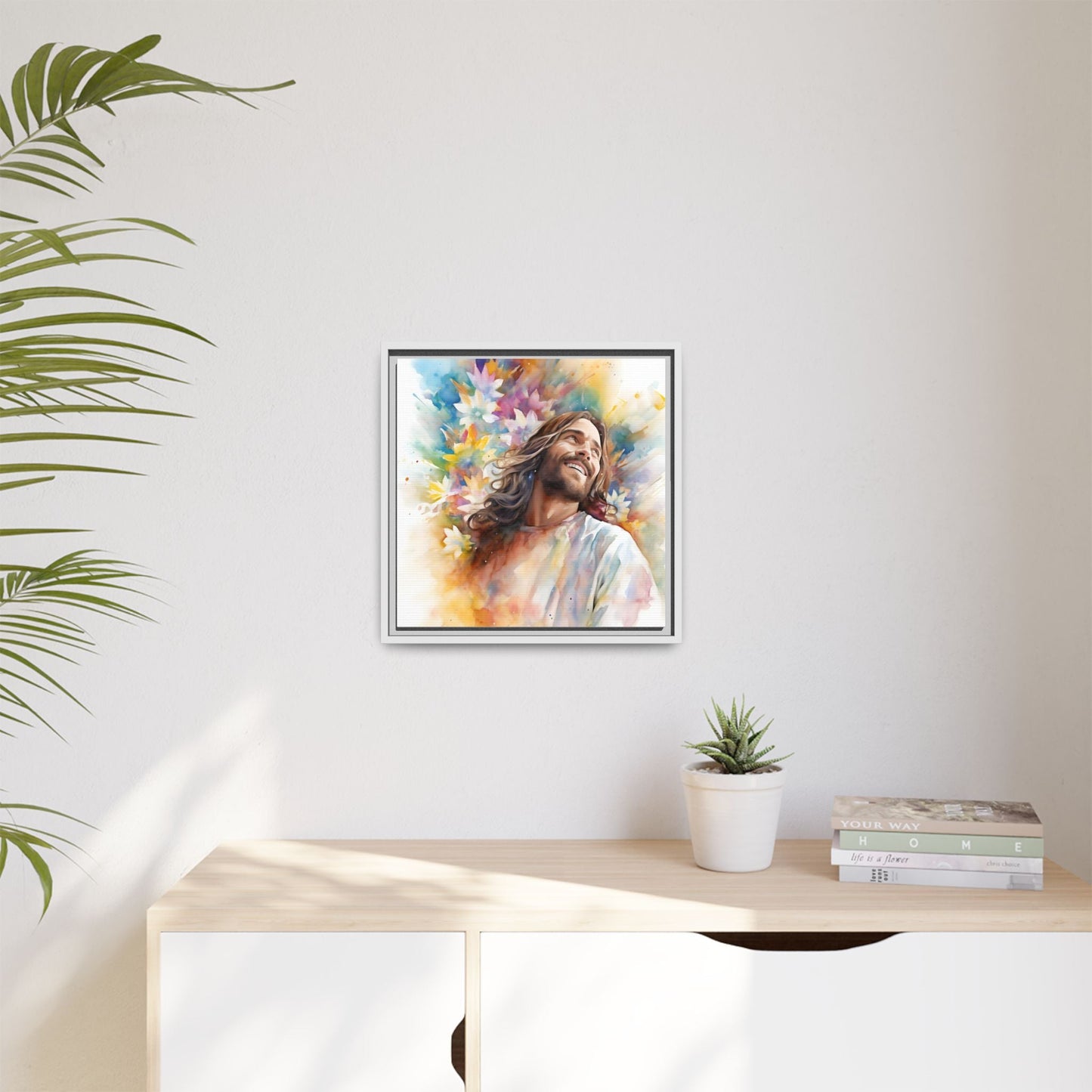 Laughing Jesus With Flowers | Canvas Print
