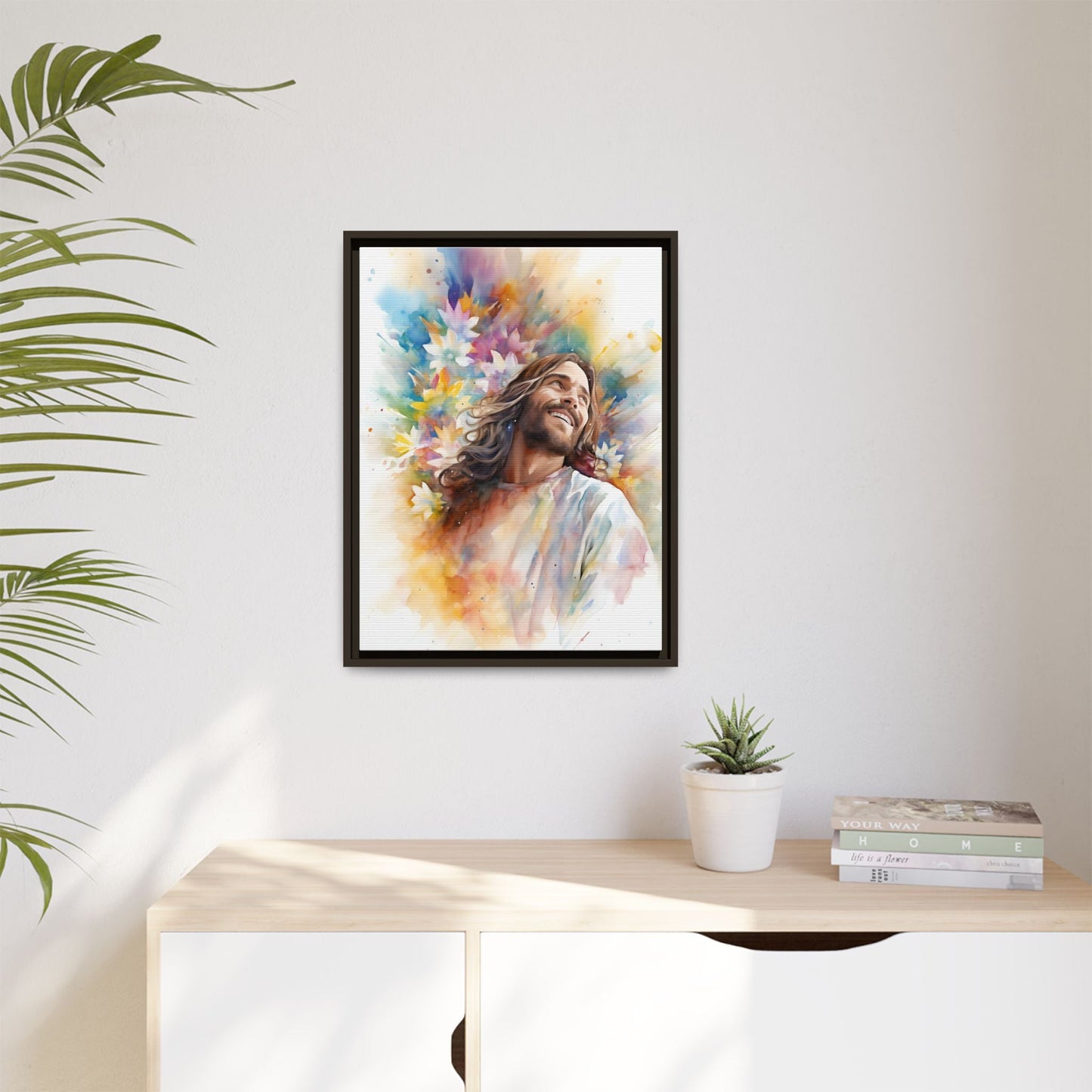 Laughing Jesus With Flowers | Canvas Print