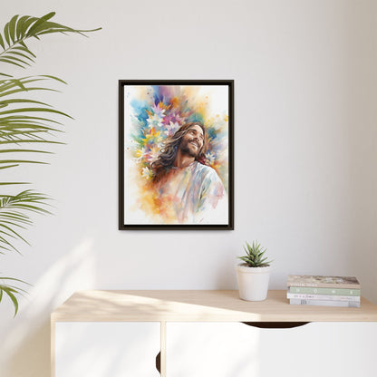 Laughing Jesus With Flowers | Canvas Print