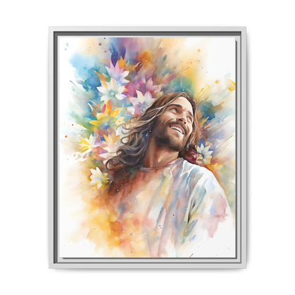 Laughing Jesus With Flowers | Canvas Print