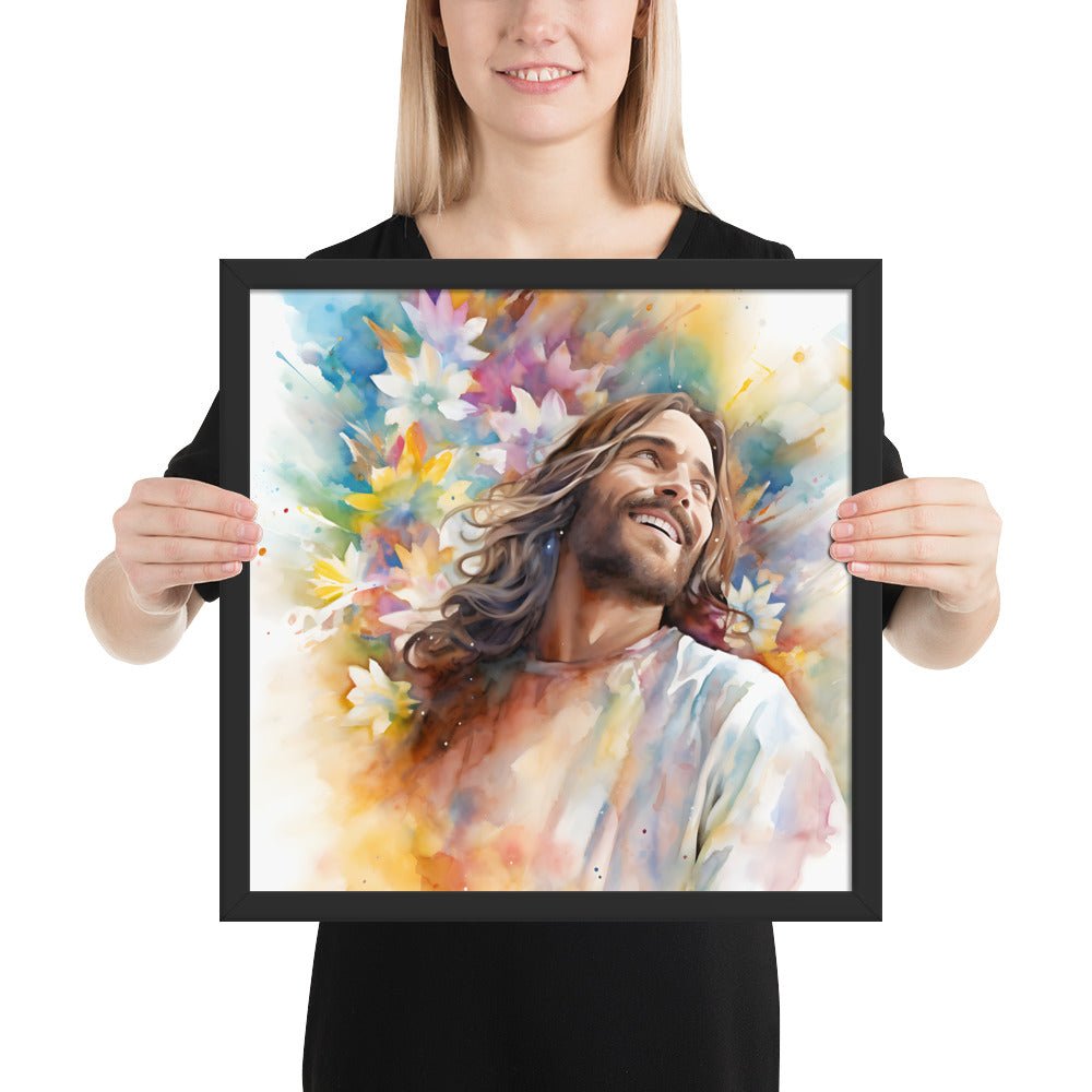 Laughing Jesus With Flowers Fine Art Print - ChristVisions