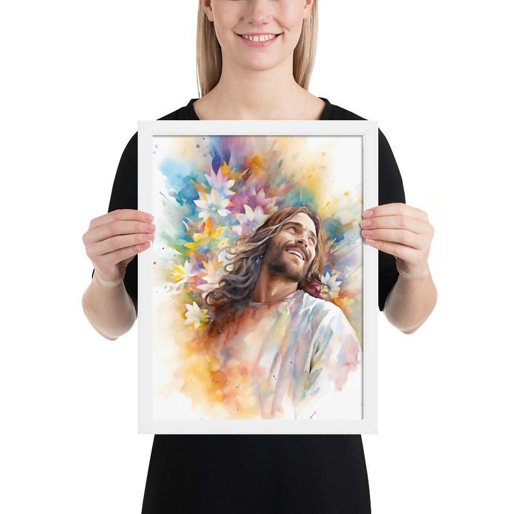 Laughing Jesus With Flowers Fine Art Print - ChristVisions