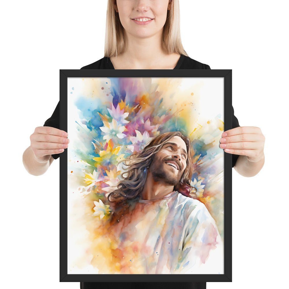 Laughing Jesus With Flowers Fine Art Print - ChristVisions