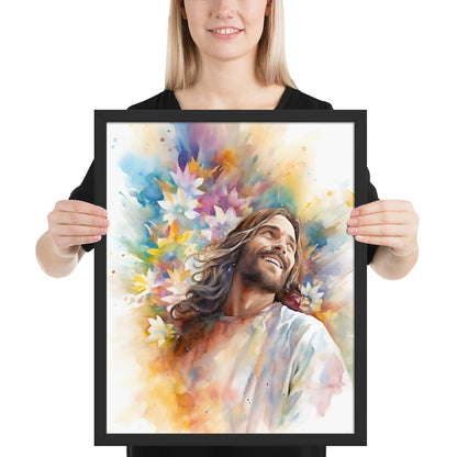 Laughing Jesus With Flowers Fine Art Print - ChristVisions