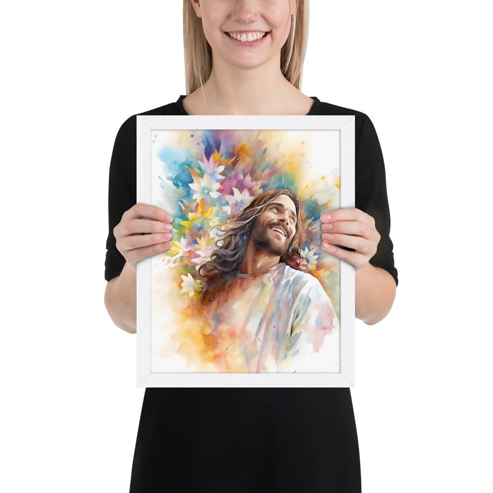 Laughing Jesus With Flowers Fine Art Print - ChristVisions