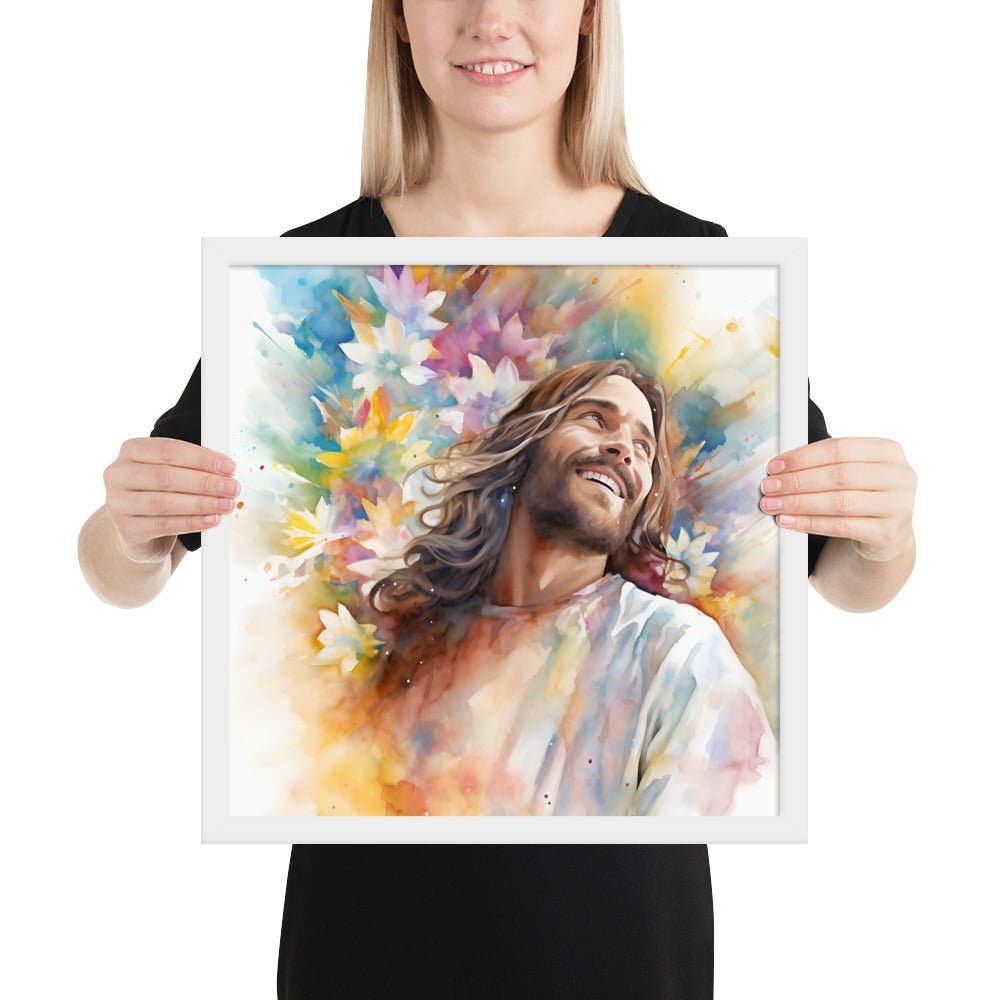 Laughing Jesus With Flowers Fine Art Print - ChristVisions