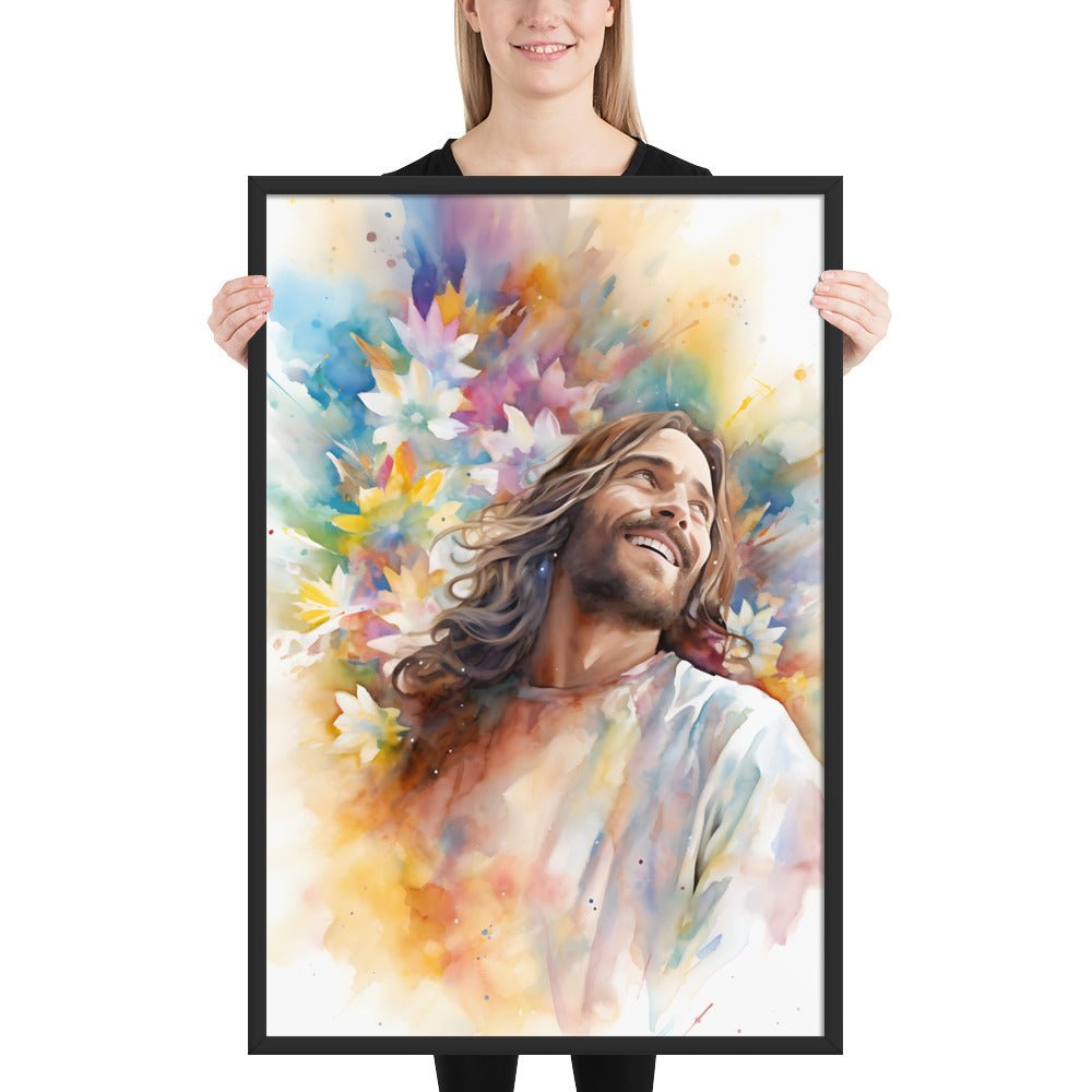Laughing Jesus With Flowers Fine Art Print - ChristVisions