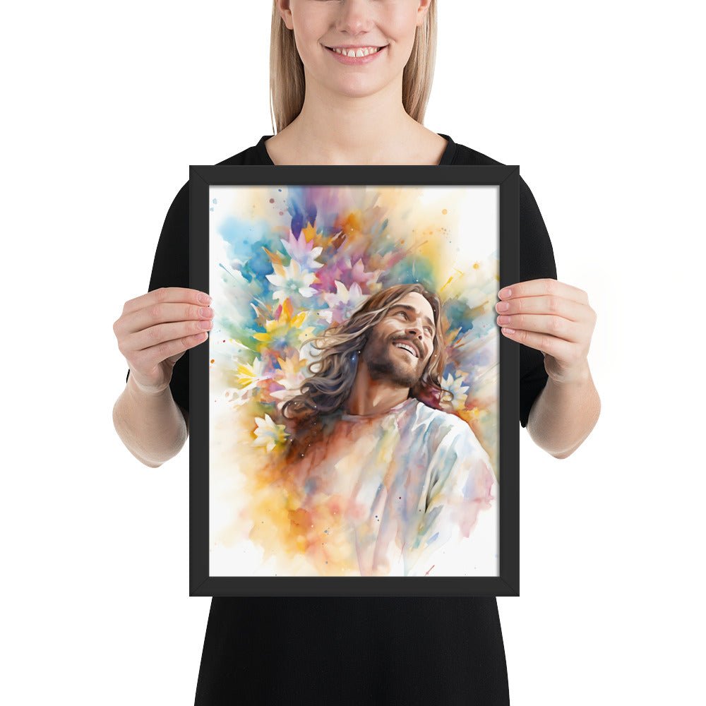 Laughing Jesus With Flowers Fine Art Print - ChristVisions