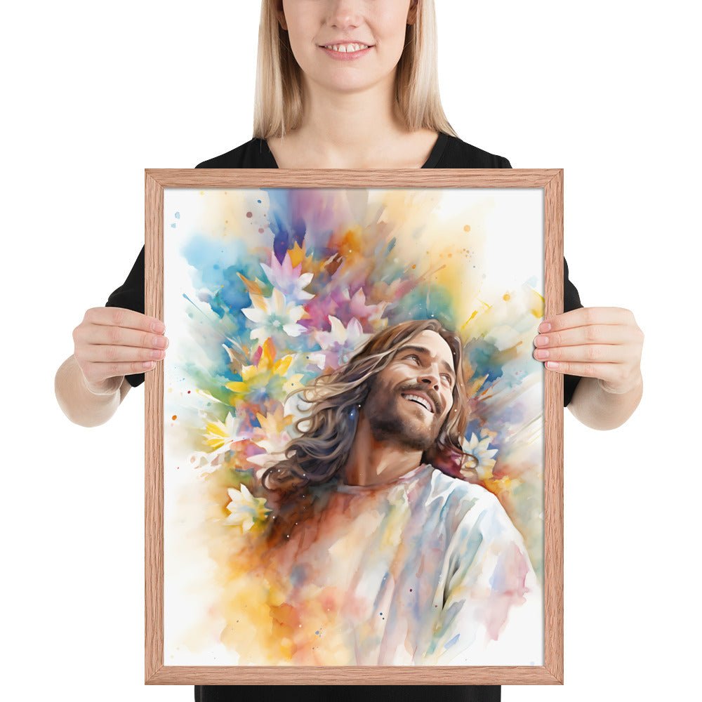 Laughing Jesus With Flowers Fine Art Print - ChristVisions