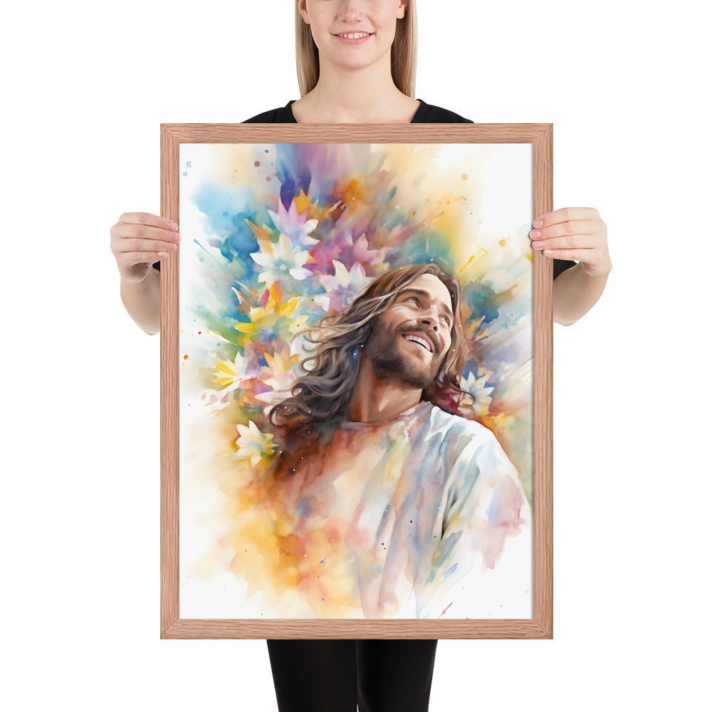 Laughing Jesus With Flowers Fine Art Print - ChristVisions