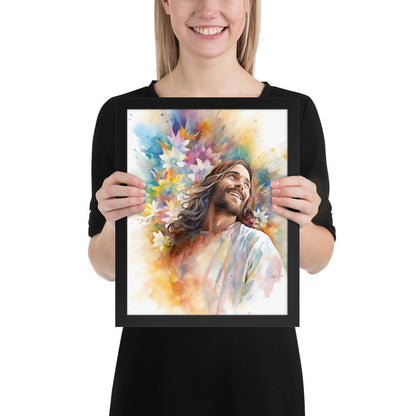 Laughing Jesus With Flowers Fine Art Print - ChristVisions