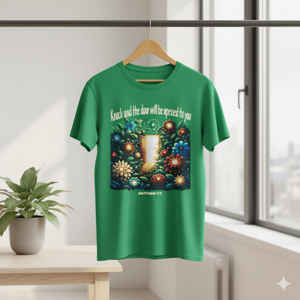Matthew 7:7 Bible Verse Christian T Shirt - ChristVisions