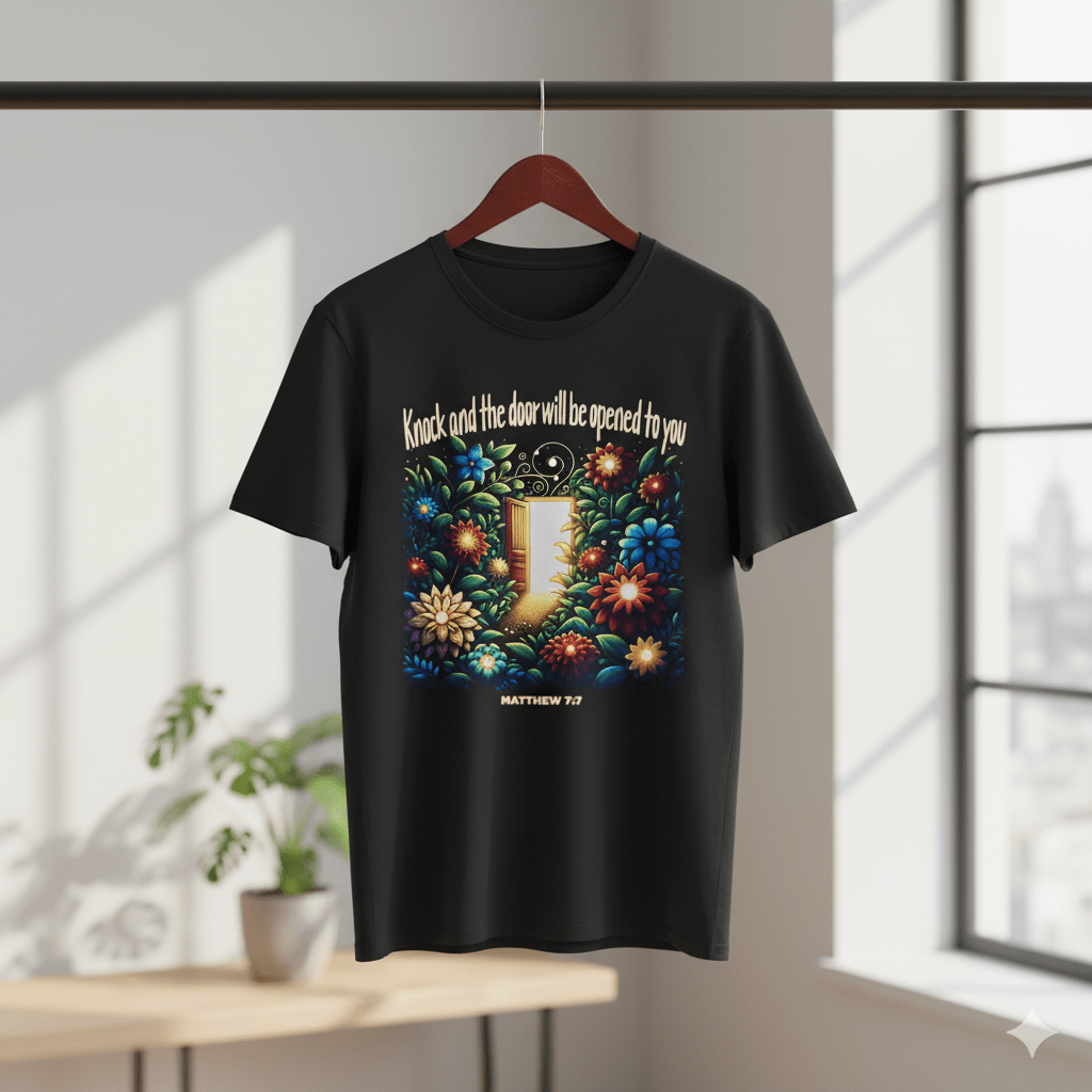 Matthew 7:7 Bible Verse Christian T Shirt - ChristVisions