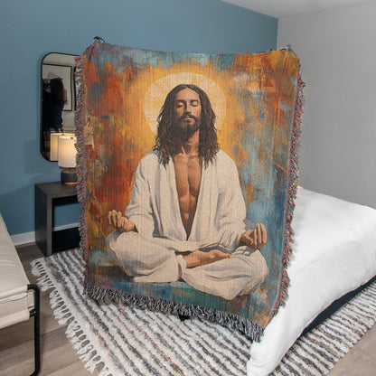 Meditating Christ | Woven Christian Throw Blanket