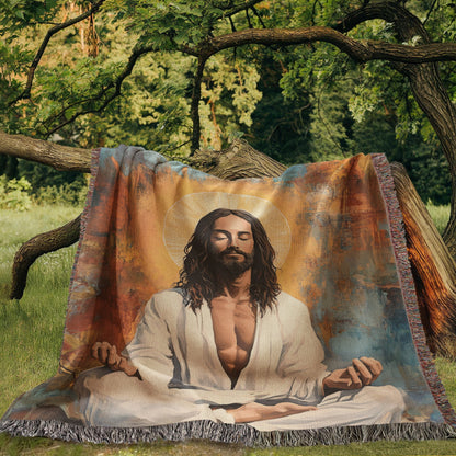 Meditating Christ | Woven Christian Throw Blanket