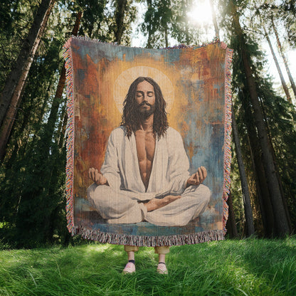Meditating Christ | Woven Christian Throw Blanket