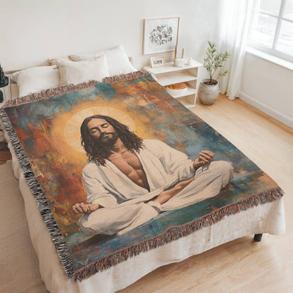 Meditating Christ | Woven Christian Throw Blanket