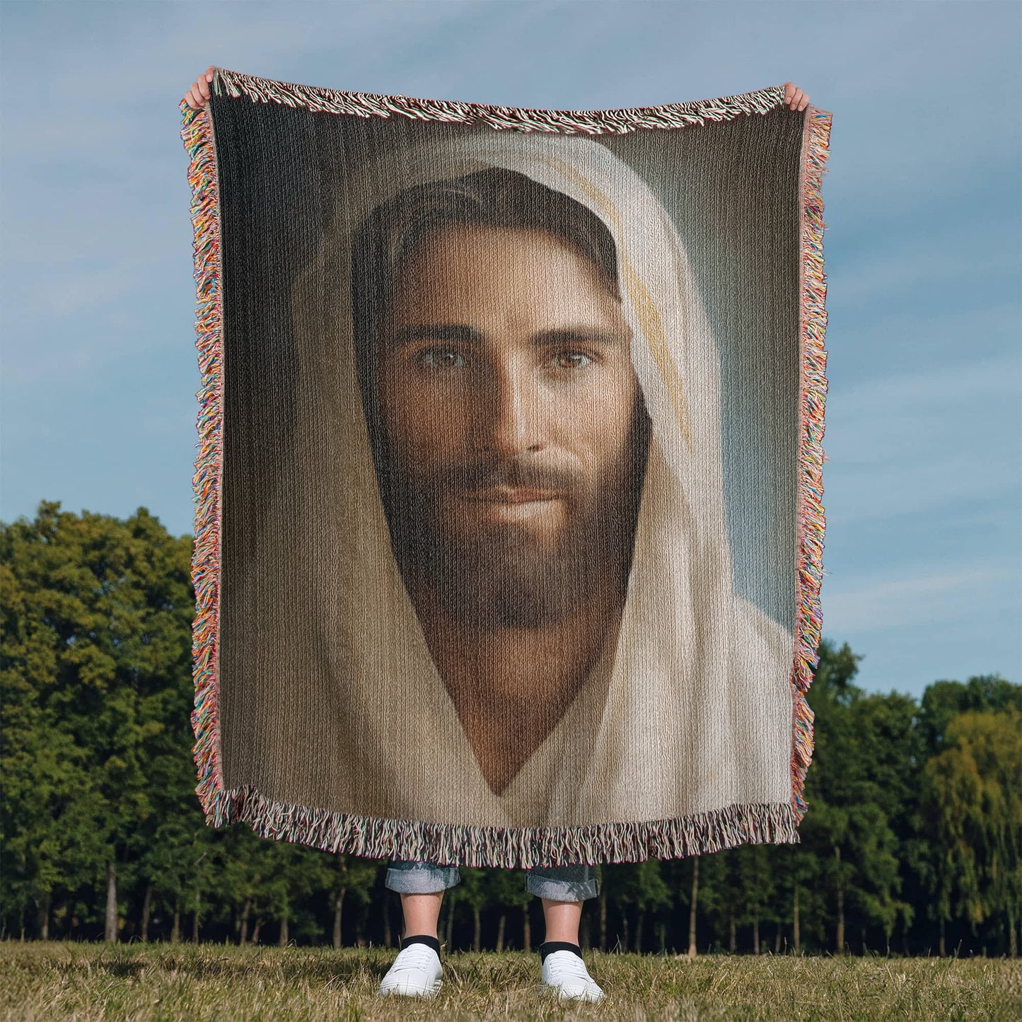 Portrait Of The Messiah Jesus | Christian Woven Throw Blanket - ChristVisions