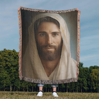 Portrait Of The Messiah Jesus | Christian Woven Throw Blanket - ChristVisions
