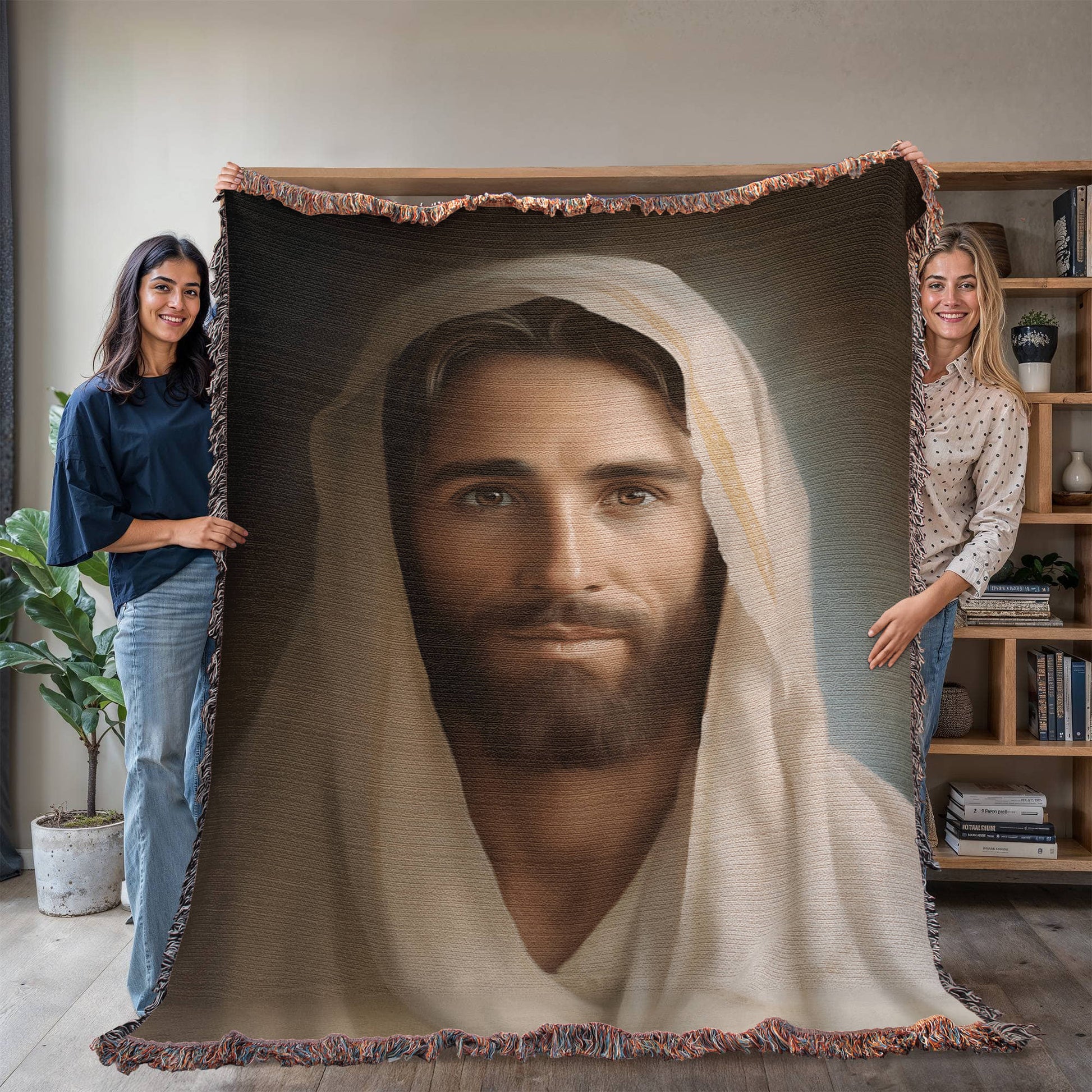 Portrait Of The Messiah Jesus | Christian Woven Throw Blanket - ChristVisions